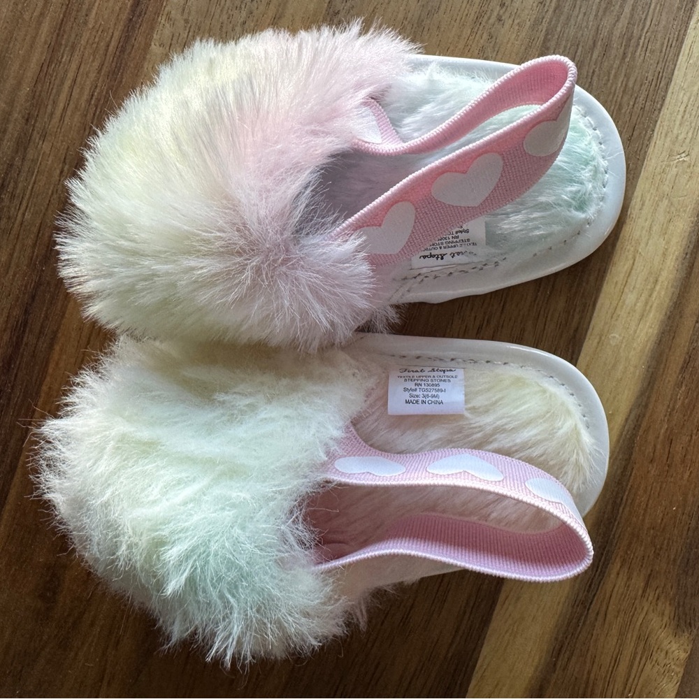 First Steps Rainbow Hearts Baby Slippers